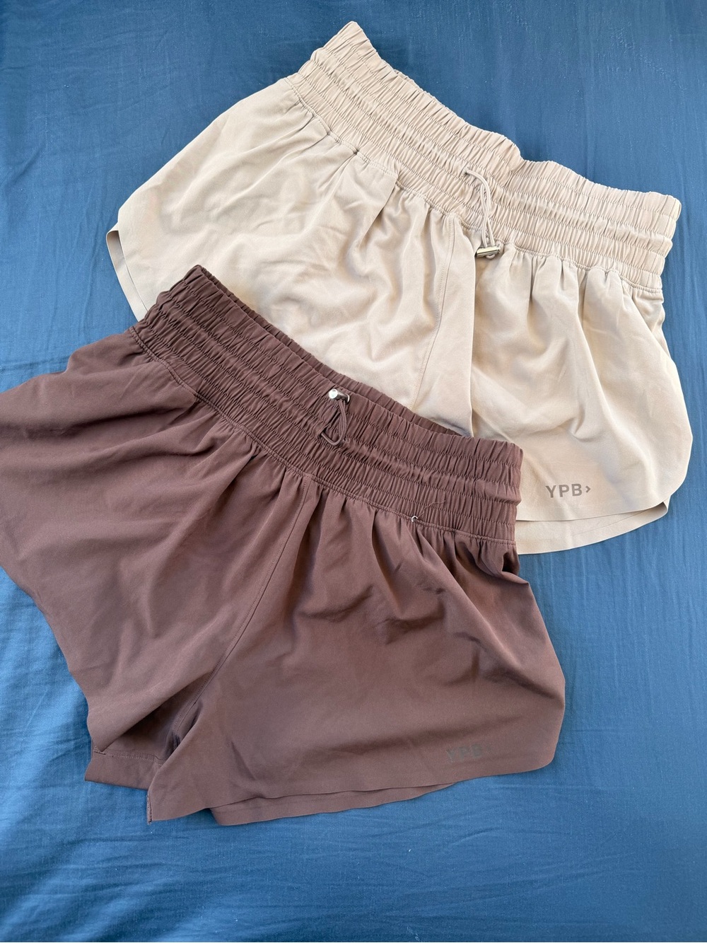YPB Women’s Elastic Waist Pull-On Shorts in Cream and Brown 2 pair